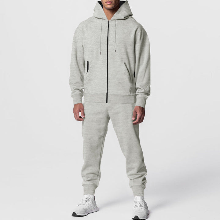 Męska miejski bluza z zamkiem i kapturem z kieszeń kangurka i tapered joggery set