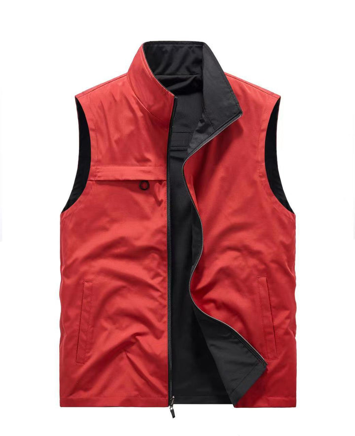 Męski Bez rękawów Softshell Kamizelka użytkowa z High Stójka, Two-Way Zamek i Ukryty Kieszenie
