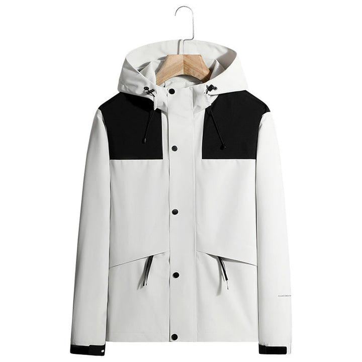 Męska lekka wodoodporny kapturemed softshell kurtka z ukryty Press Stud listwa i ściągaczem