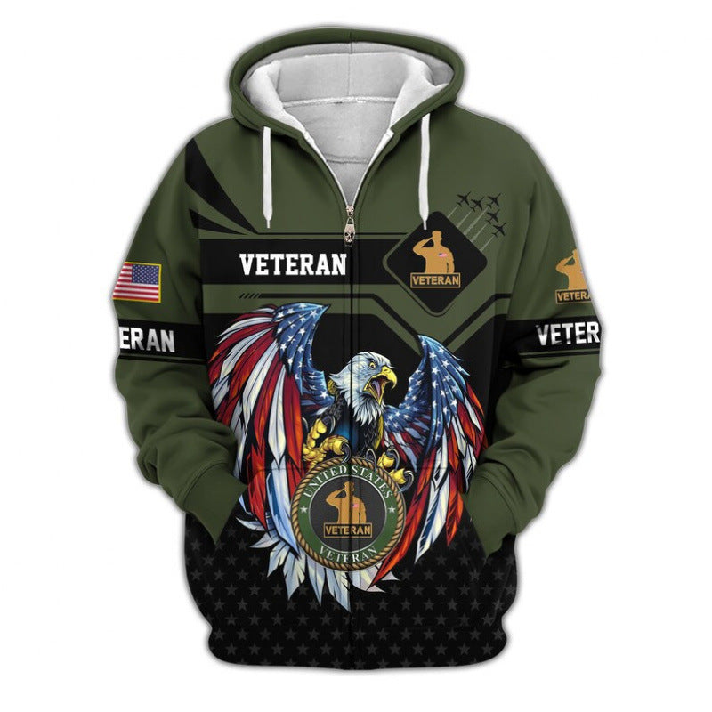 Męska bluza z kapturem z American veteran motif