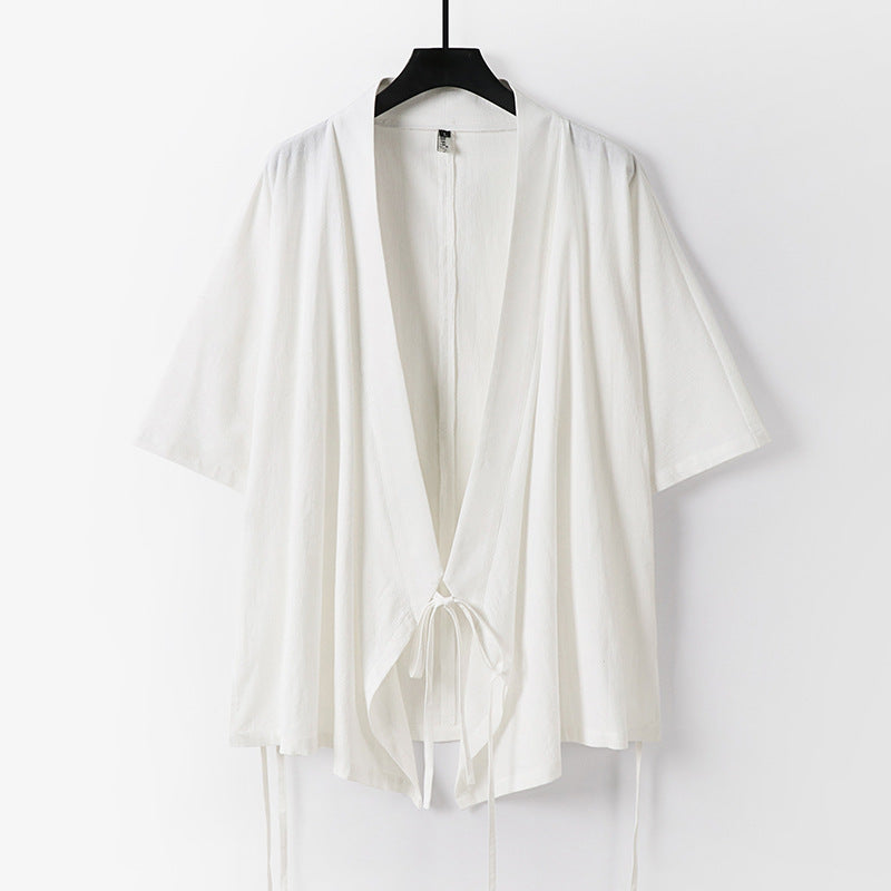 Damska luźnaly falling kimono kurtka z wiązanym paskiem Lumaza