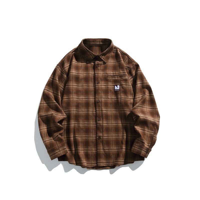 Męska Checkered koszula wierzchnia-kurtka w boxy-swobodny Fit