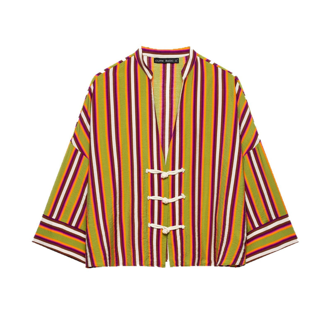 Damska oversize kimono kurtka z Decorative Cord Closings i Three-Quarter rękawami Lumaza