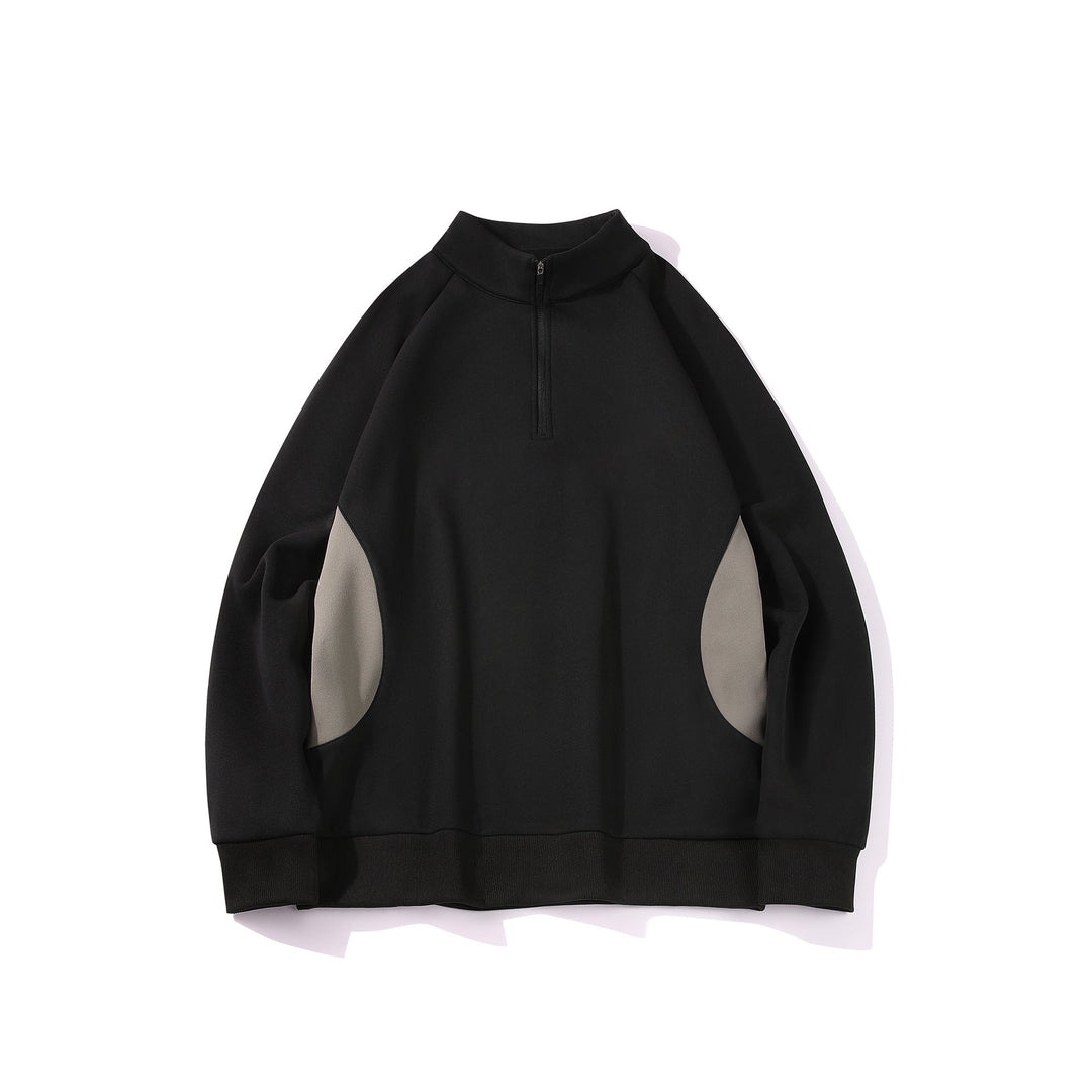 Herren Halbzip‑Bluza mit Stehkragen und kontrastseitigen Einsätzen