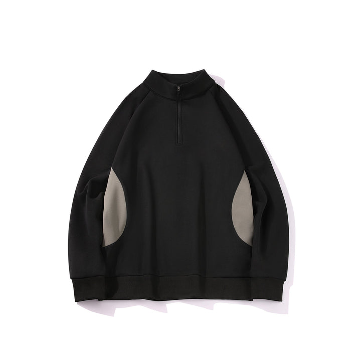 Herren Halbzip‑Bluza mit Stehkragen und kontrastseitigen Einsätzen