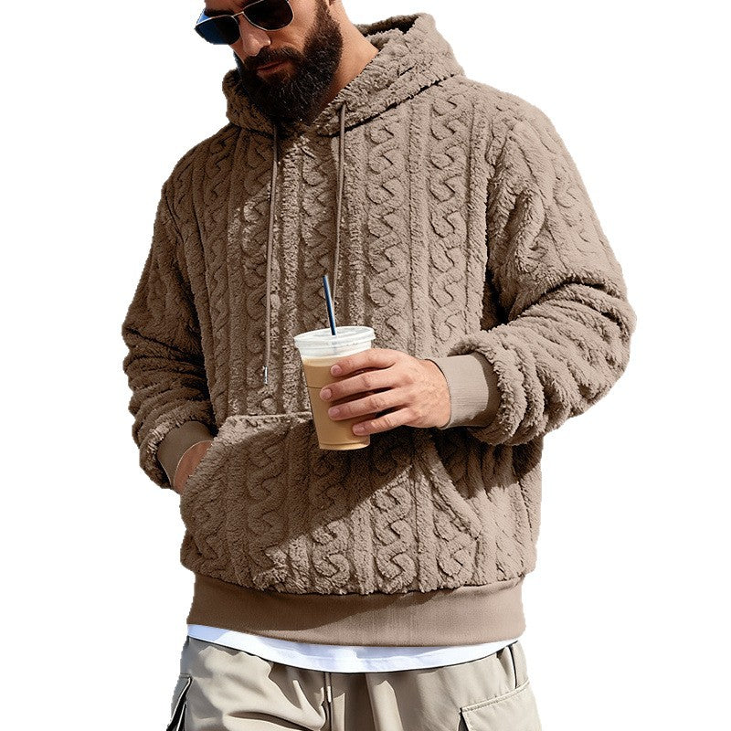Męska Lined Sherpa Bluza z kapturem z Cable Dzianina Wzór i Kaptur