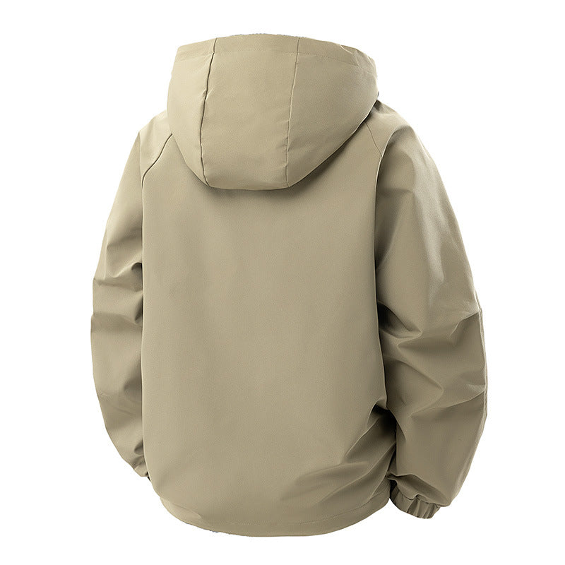 Męska Mwimalist Tech softshell parka z kapturem, ukrytym zamkiem i cargo kieszeniami na piersi