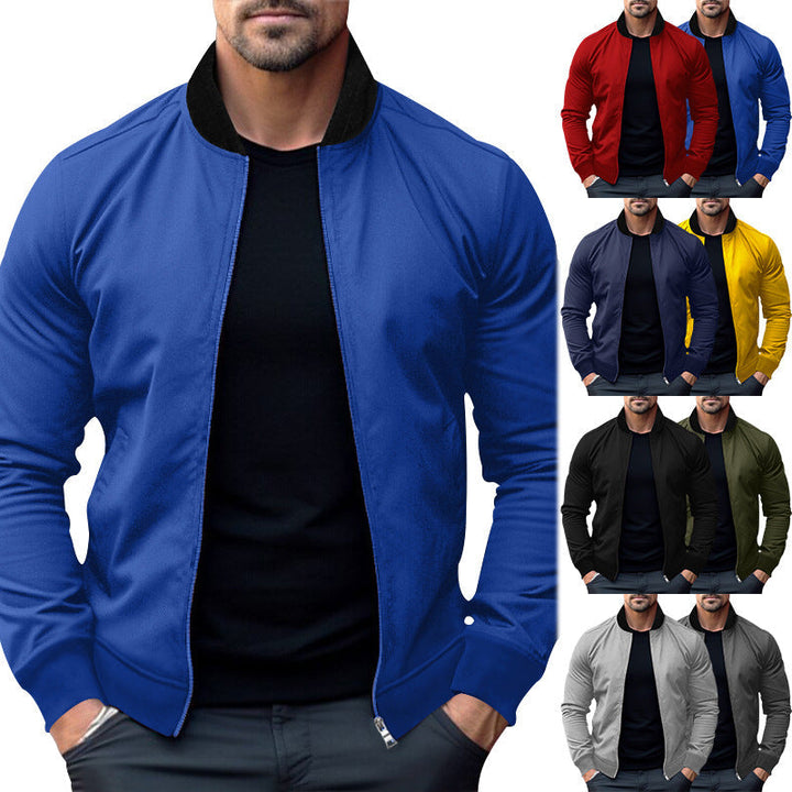 Męska sporty-elegant sweat kurtka w bomber Styl z kontrastowy Kołnierz i dwukierunkowy zamek