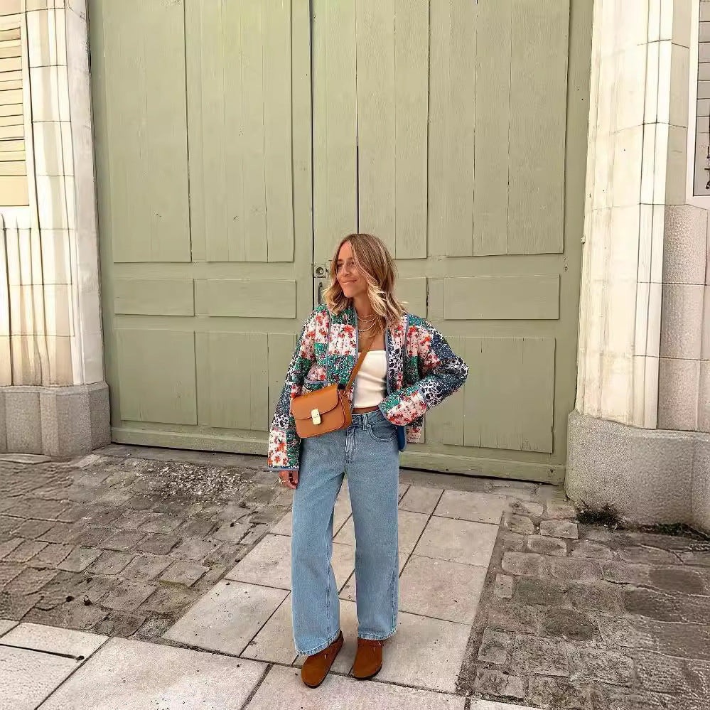 Damska ocieplana Patchwork kurtka in kimono styl Lumaza