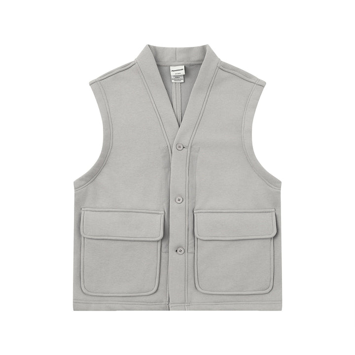Unisex Utility Kamizelka z V-Neck, large kieszenie z klapkami i Listwa guzikowa