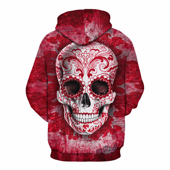 Męska bluza z kapturem z na całej powierzchni skull i playing card graficzny