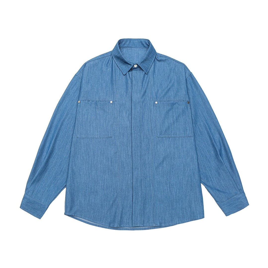 Męska koszula wierzchnia made heavy twill quality z ukryty listwa i kieszeniami na piersi