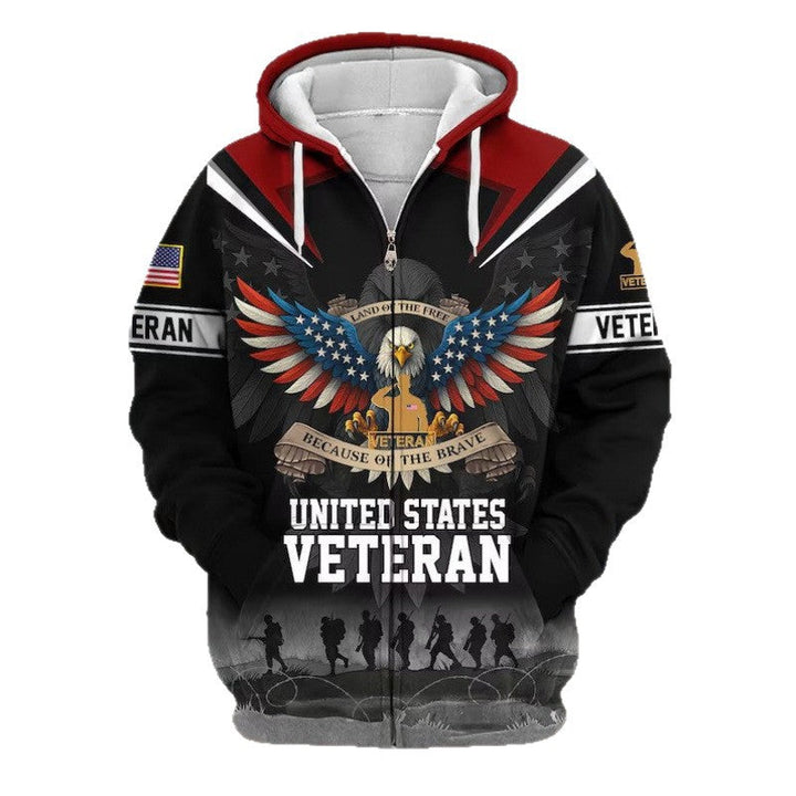 Męska bluza z kapturem z American veteran motif