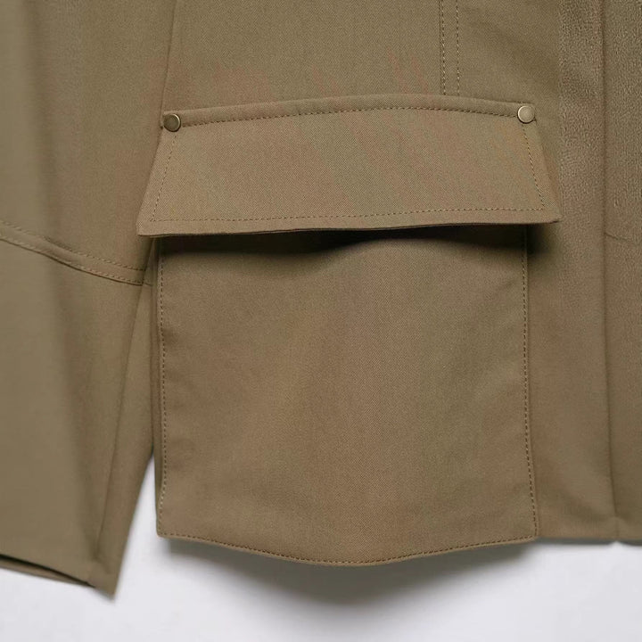 Damska Military Inspired funkcjonalna kurtka z ze stójką i klapką kieszeniami Lumaza