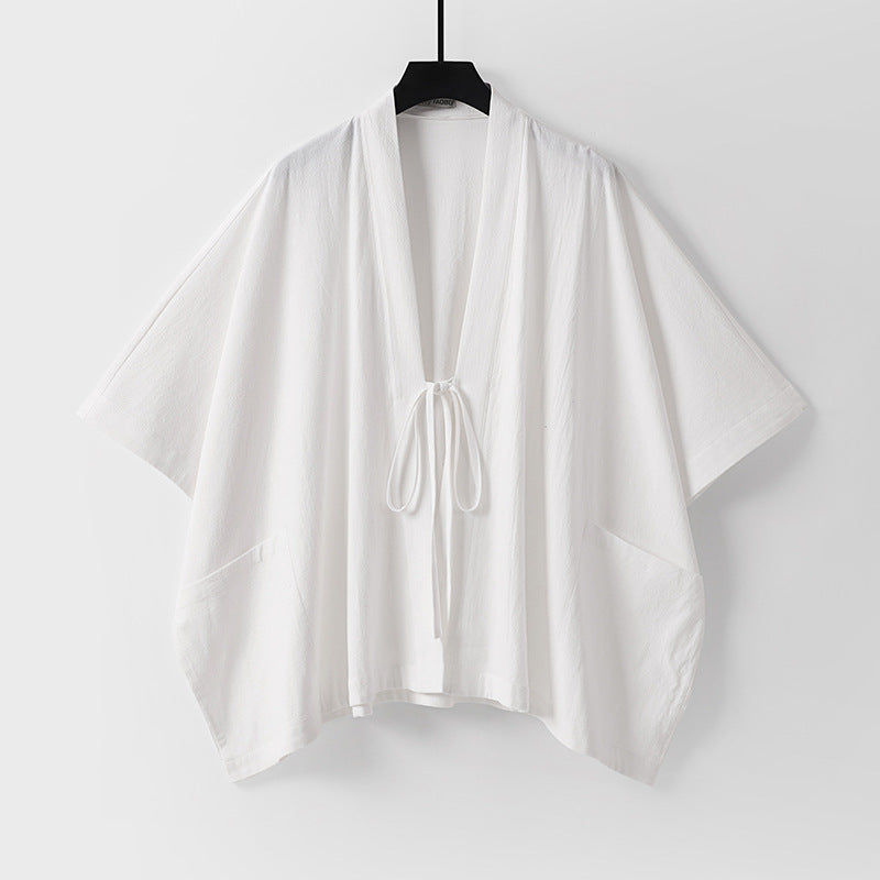 Damska oversize kimono kardigan z Tie i z naszywanymi kieszeniami Lumaza