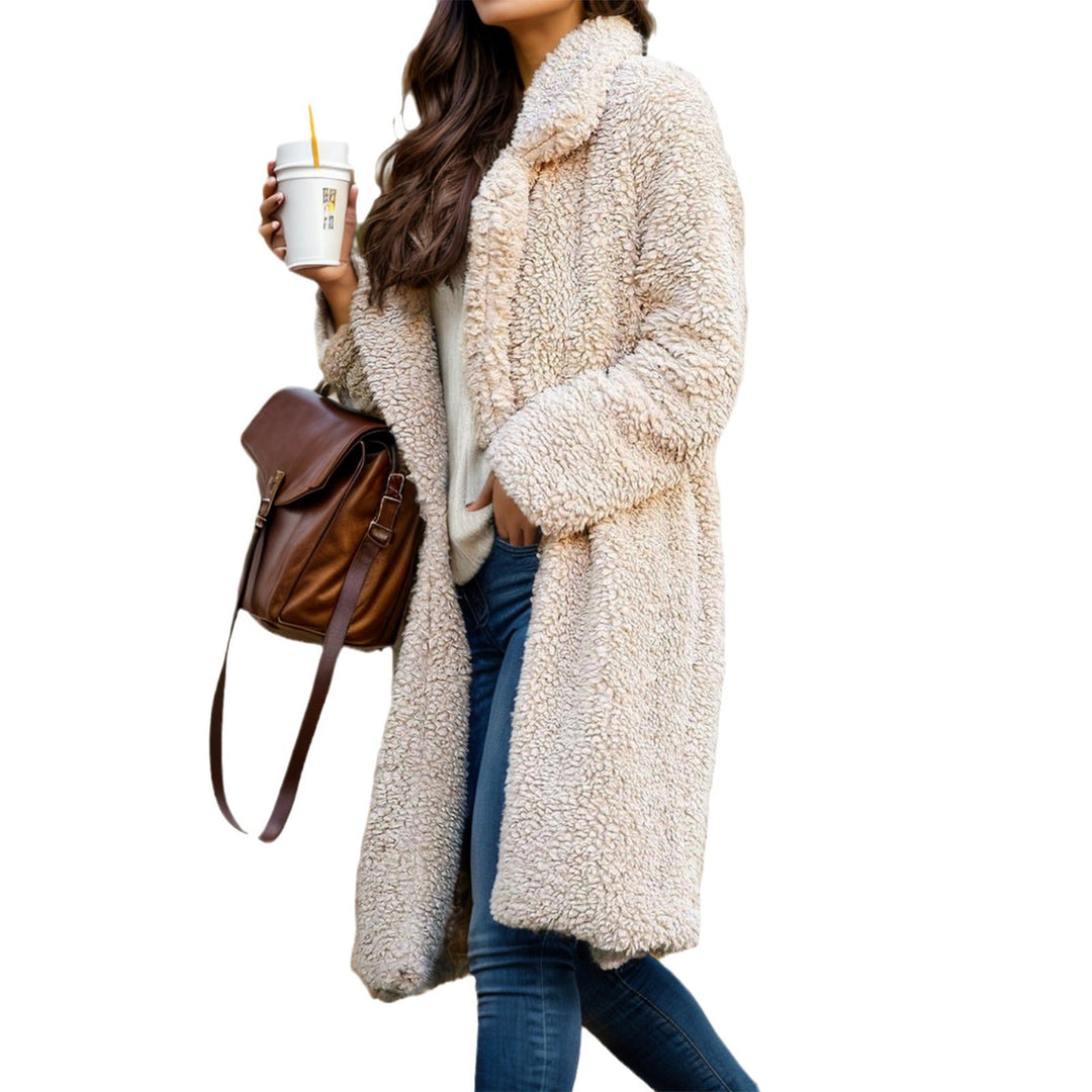 Damska długa Teddy płaszcz made of Faux Fur z oversize Cut i Shawl kołnierzem Lumaza