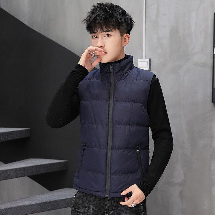 Męski pikowany termiczny waistcoat z kołnierz ze stójką i zippered kieszenie