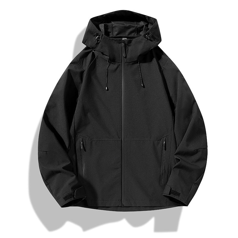 Męski Minimalistic Softshell Rain Kurtka z TPU Membrana, Taped Szwy i Regulowany Kaptur