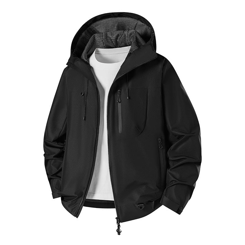 Męska wodoodporny technical softshell kurtka z kapturem, oddychająca mesh lwwg i zamkiemed kieszeniami