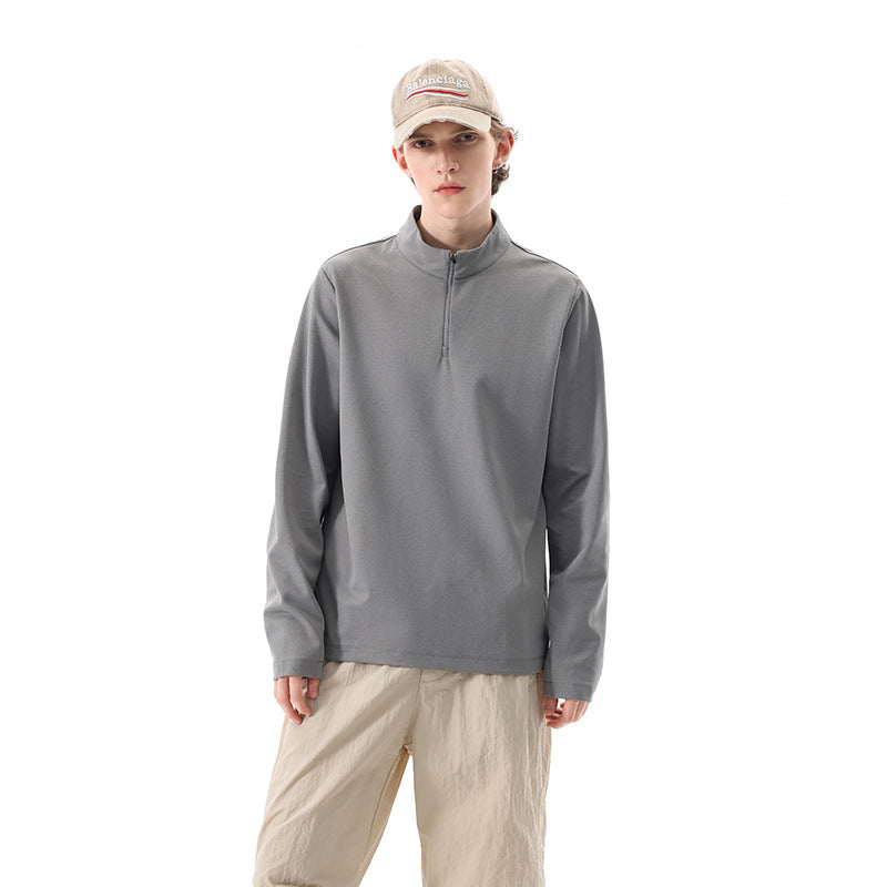 Herren Langärmeliges Halbzip-Bluza mit Stehkragen und weitem Schnitt aus technischem Jersey