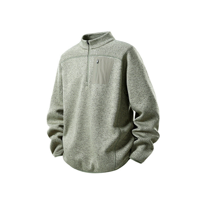 Herren Halbzip-Fleecepullover mit Brustreißverschlusstasche und Stehkragen