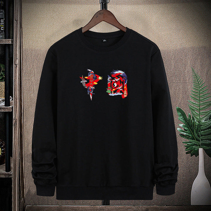 Męska Okrągły Dekolt Bluza z Detailed Graficzny Print