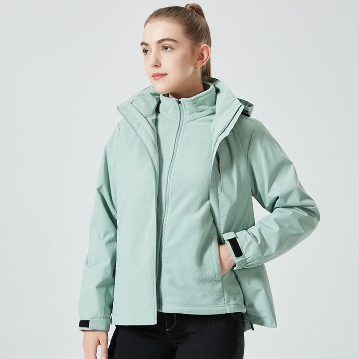 Damska lekka wodoodporna codzienna outdoor kurtka z regulowanym hood i ukrytym zamkiem Lumaza