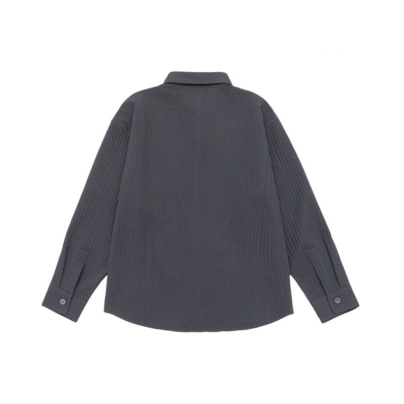 Unisex Textured Oversize Kurtka koszulowa z Waffle Structure i Klatka piersiowa Kieszeń