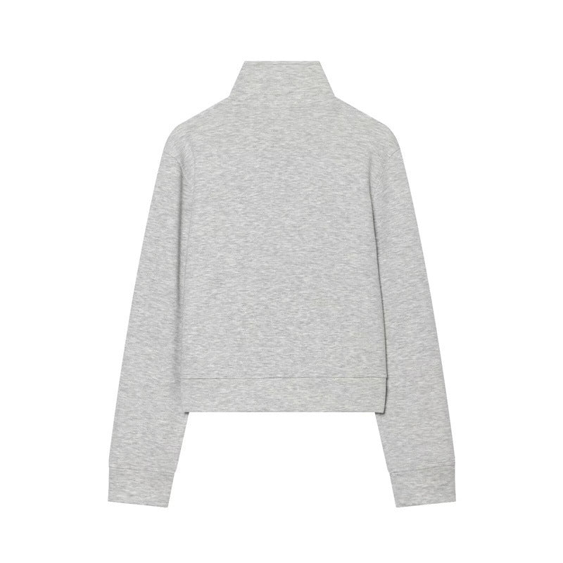 Damska krótka Sweat kurtka in Military Look z ze stójką i Decorative guzikami listwą Lumaza