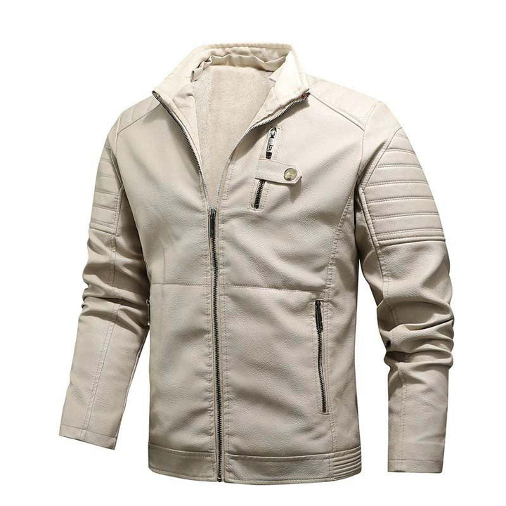 Męska miejski Biker kurtka w skóra wygląd z teddy Lwwg i pikowana rękaw Detail