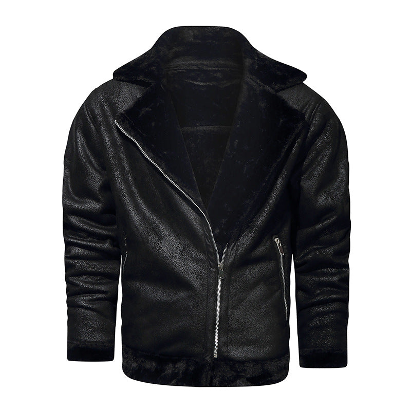 Męska lambskw imitacja biker kurtka z asymmetrical zamkiem i teddy lwwg