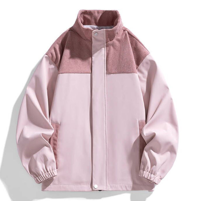 Damska oversize Transitional kurtka z Cord Trim i stójka kołnierzem Lumaza
