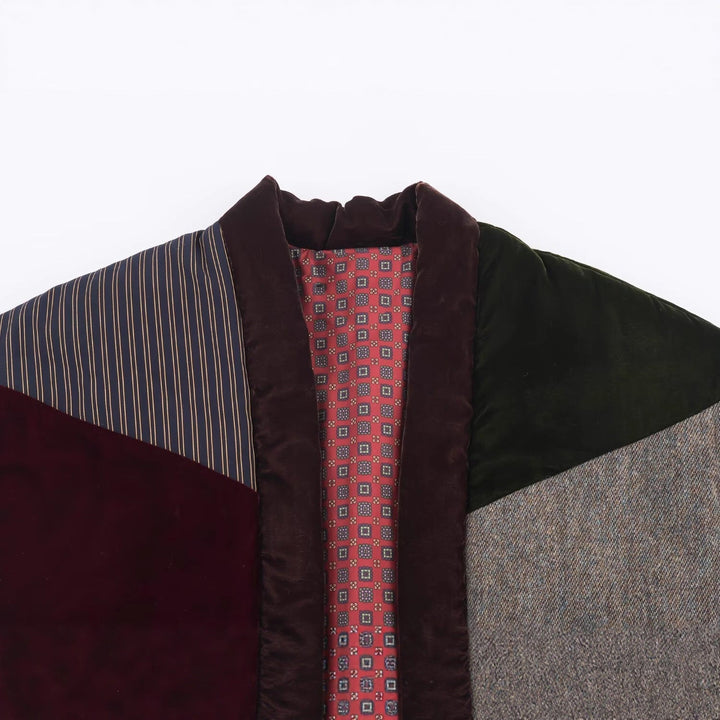 Damska Pikowana Patchwork Kamizelka z Voluminous Kołnierz szalowy