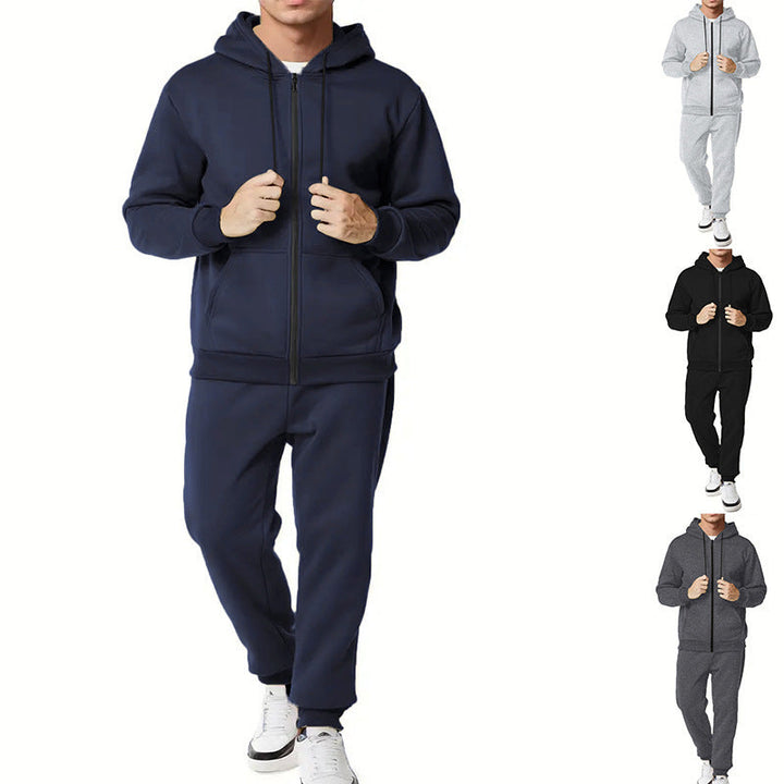 Męska two-piece bluza z zamkiem i kapturem i tapered jogging spodnie wykonana z French Terry