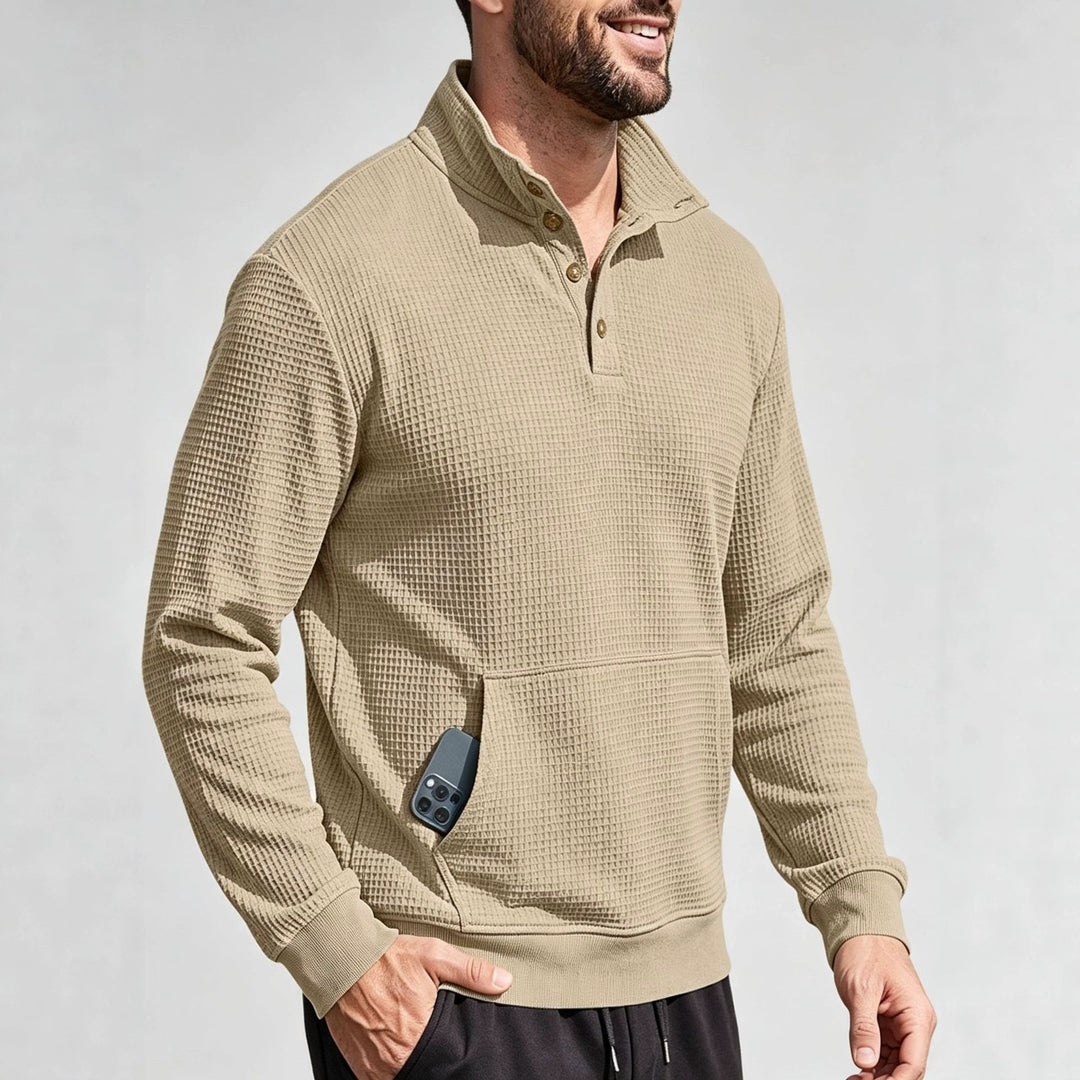 Męska Moda Sport Sweter z Listwa guzikowa