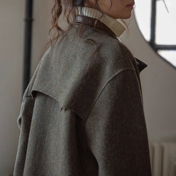 Damska elegancka i Comfortable Wool kurtka z wysokim kołnierzem Drune
