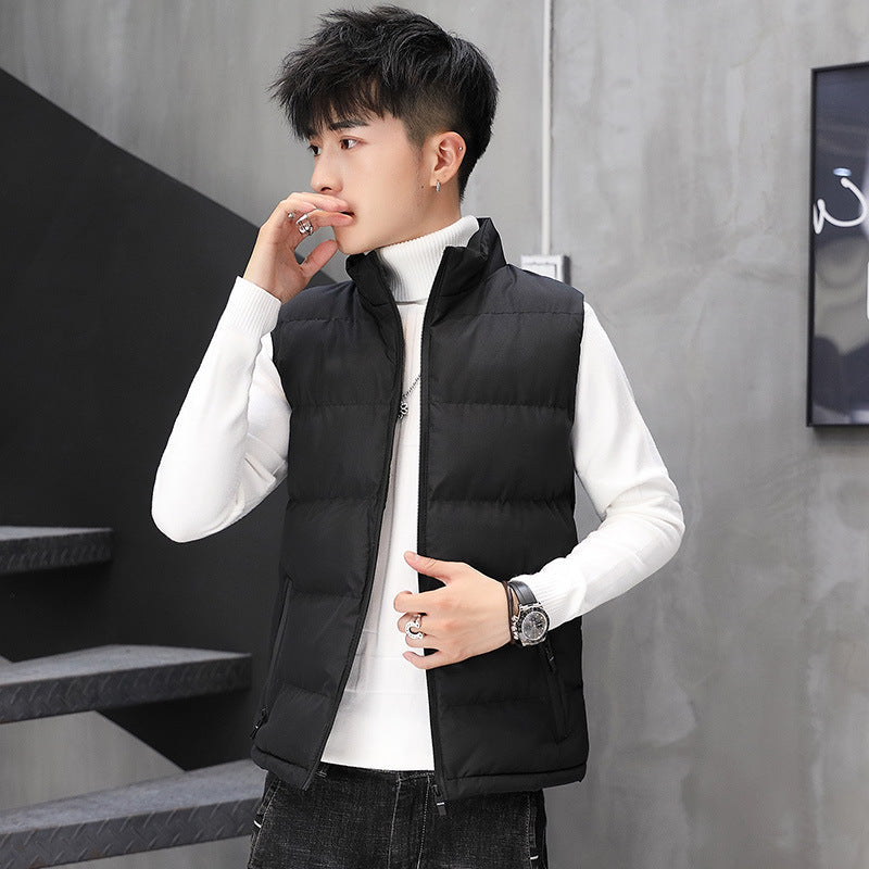 Męski pikowany termiczny waistcoat z kołnierz ze stójką i zippered kieszenie