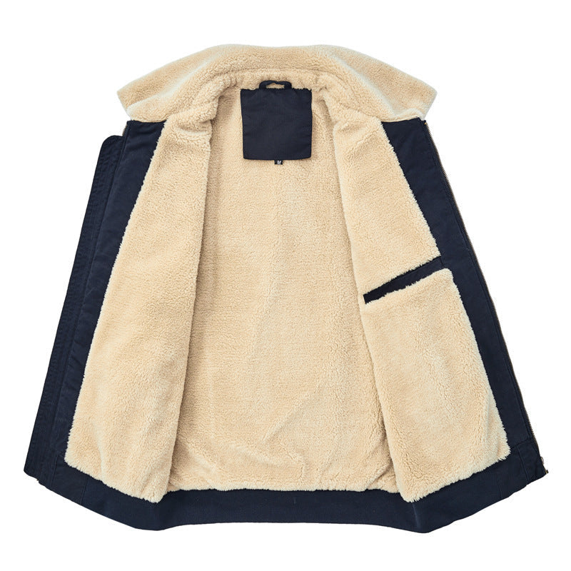 Męski Fleece-Lined Flight Kurtka Blouson z Sherpa Kołnierz i Naszywany Szczegóły