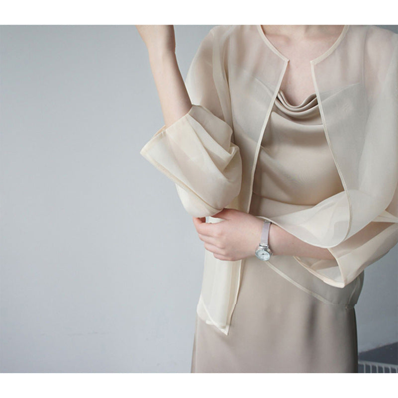 Damska elegancka Chiffon kurtka z Flared rękawami Lumaza