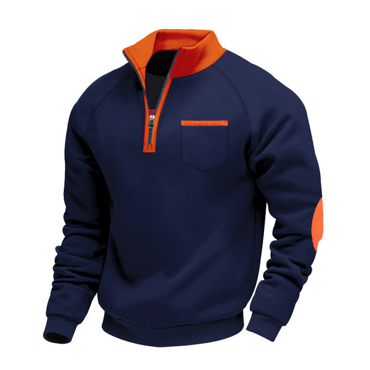 Męska Nano Polar Krótki zamek Pulower z Klatka piersiowa Kieszeń i Elbow Patches