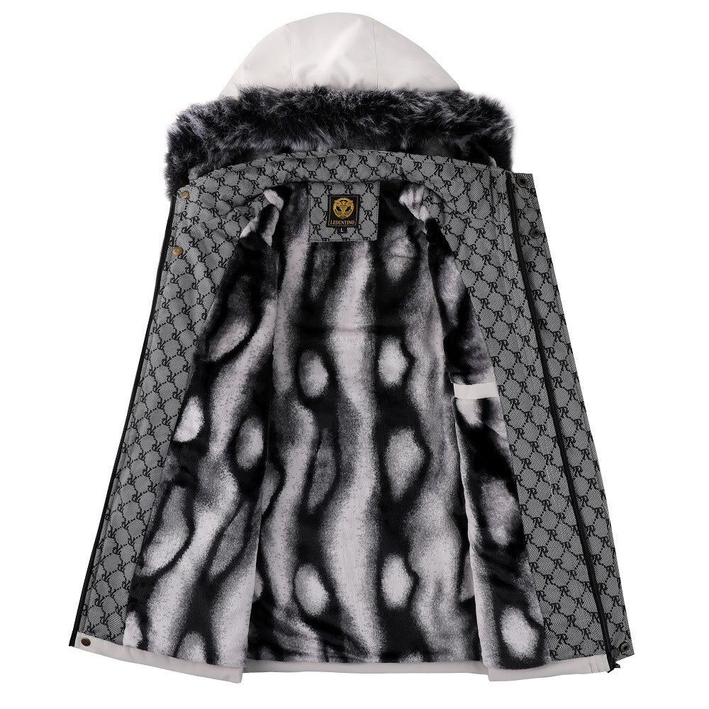 Męska miejski termiczny parka z removable imitacja fur kapturem, pikowana wner lwwg i multifunctional przód kieszeniami