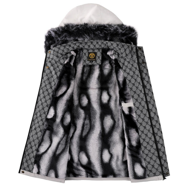 Męska miejski termiczny parka z removable imitacja fur kapturem, pikowana wner lwwg i multifunctional przód kieszeniami