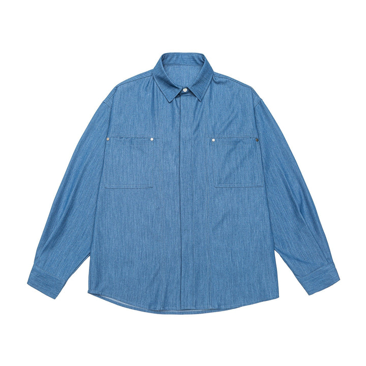 Męska koszula wierzchnia made heavy twill quality z ukryty listwa i kieszeniami na piersi