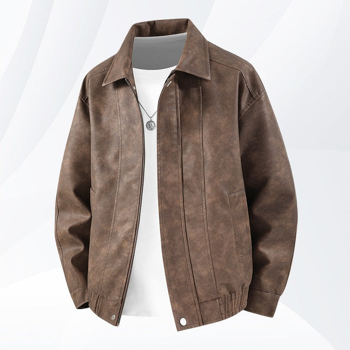 Kurtka ze skóry syntetycznej męska w stylu retro - do miasta i na co dzień