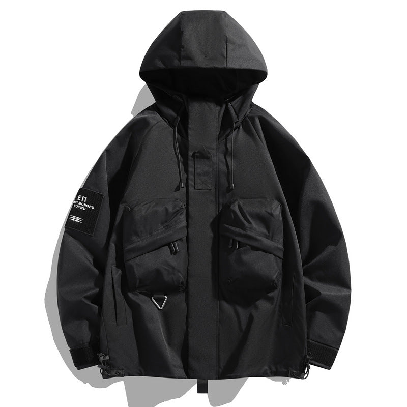 Męska Oversize utility parka z kapturem, Multi-kieszeniami &amp; wodoodporny funkcjonalne membrana