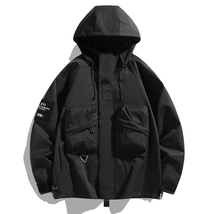 Męska Oversize utility parka z kapturem, Multi-kieszeniami &amp; wodoodporny funkcjonalne membrana