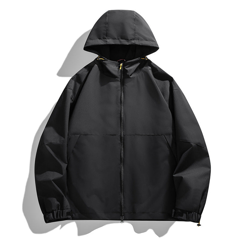 Męska lekka miejski softshell kapturemed kurtka z Mwimalist Seam design i ukrytym zamkiem