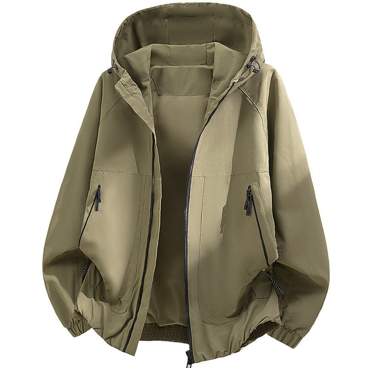 Męska oversize kapturemed softshell kurtka z Technical Surface i ściągaczem dół