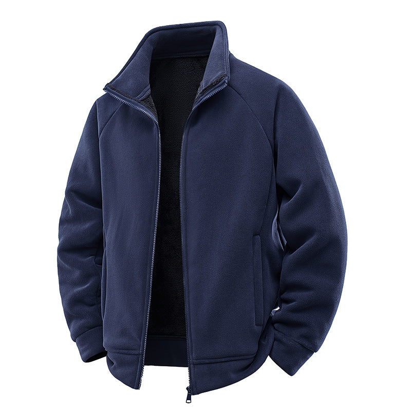 Męska fleece termiczny kurtka z double-warstwa teddy wner lwwg i wysoki stójką