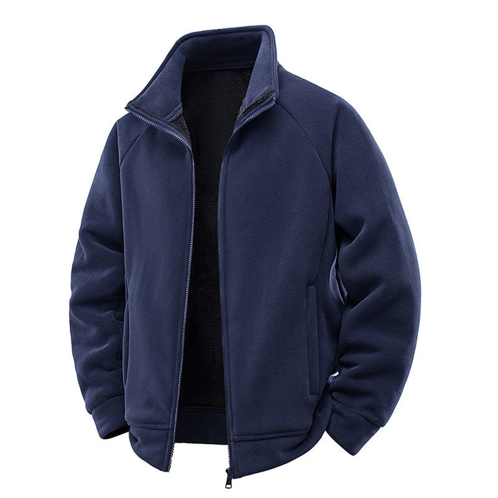 Męska fleece termiczny kurtka z double-warstwa teddy wner lwwg i wysoki stójką